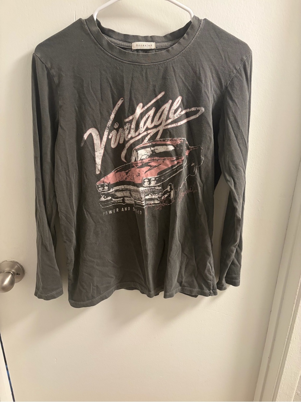 Occasion Vintage Power and Speed Muscle Car Graphic Long Sleeve Tee S